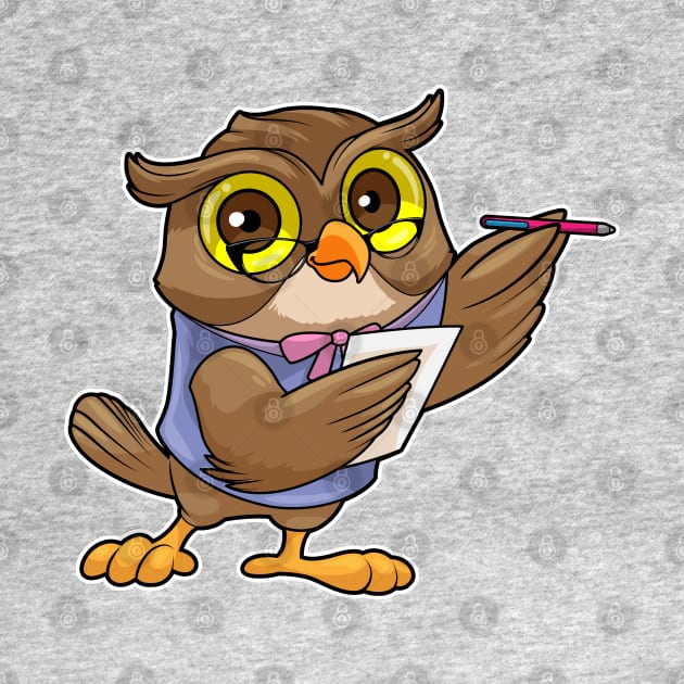 Owl as Secretary with Ballpoint pen & Note by Markus Schnabel